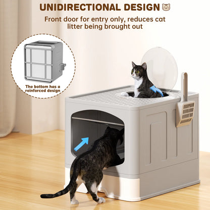 Foldable Cat Litter Box, Drawer Type Cat Litter Box with Litter Scoop